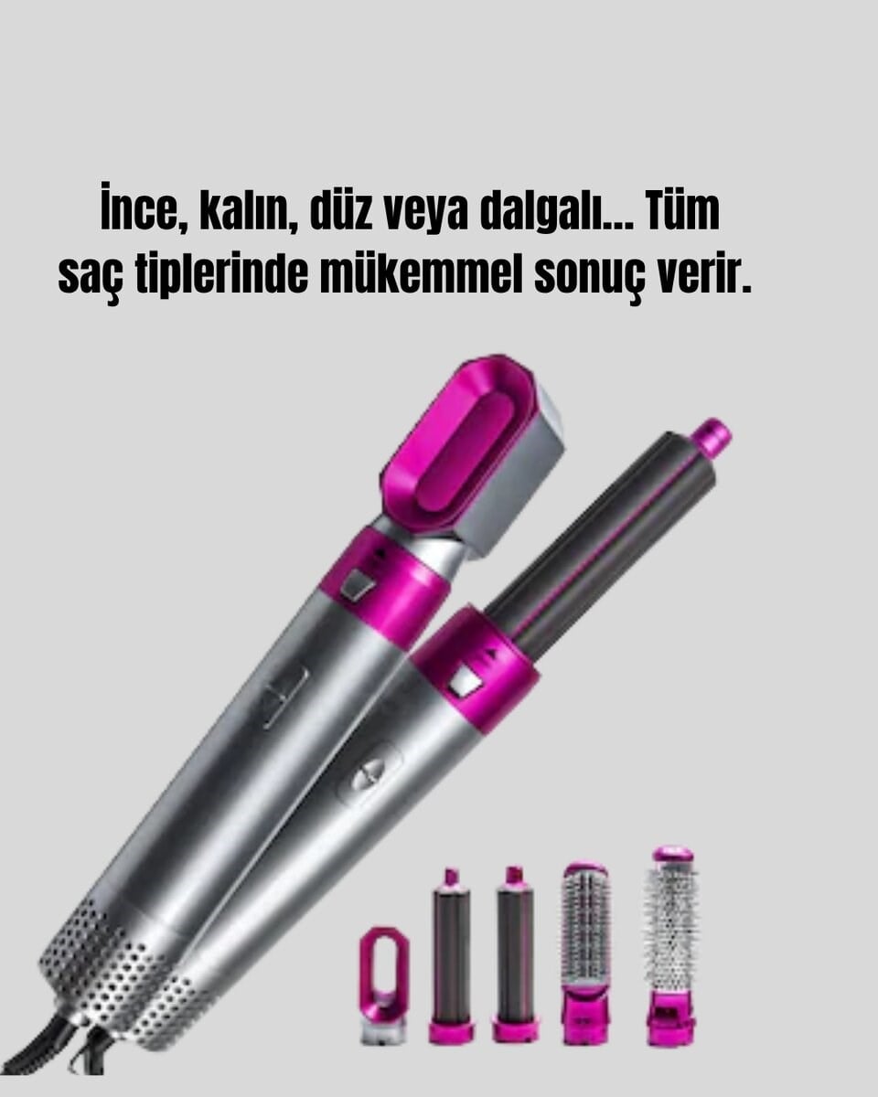 5 Parça Saç Şekillendirme Seti Düzleştirme Dalga ve Bukle Yapma