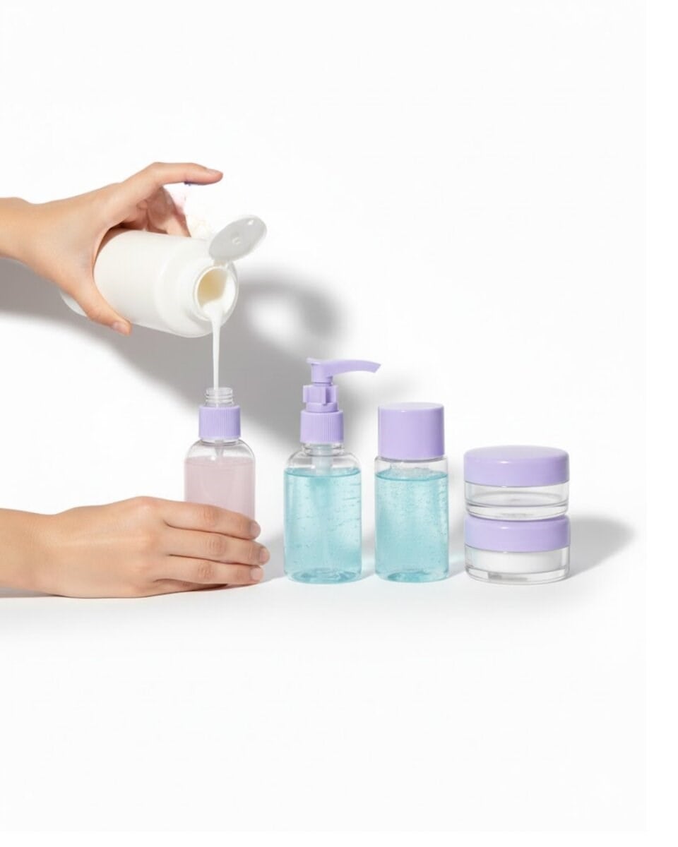 5 Parça Şeffaf Seyahat Kozmetik Seti 30 ml