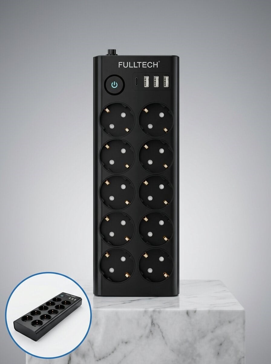 Akım Korumalı 10'lu Çoklu Priz USB-A ve Type-C Şarj Çıkışlı