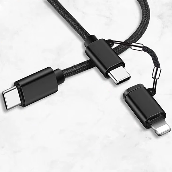 ALLY  2in1 USB Type C 60W Hızlı Şarj PD Kablosu+iPhone Başlık USB Kablo-(1903)