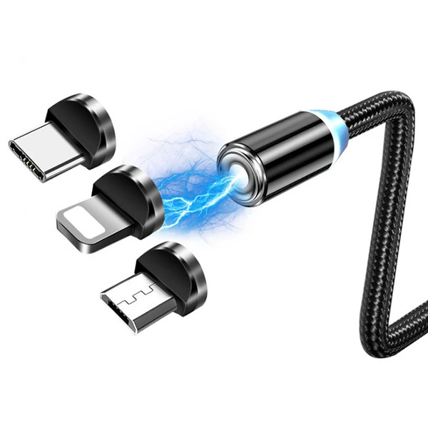 ALLY 1M Magnetic-Miknatisli Usb Sarj Kablosu 3 Baslik(iPhone+Type-C+Micro-(1903)