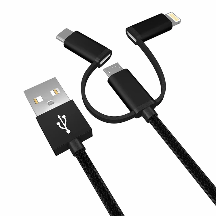 Ally 3in1 2.4a Type-C Micro Usb İphone 5678 Halat Usb Kablo-(1903)