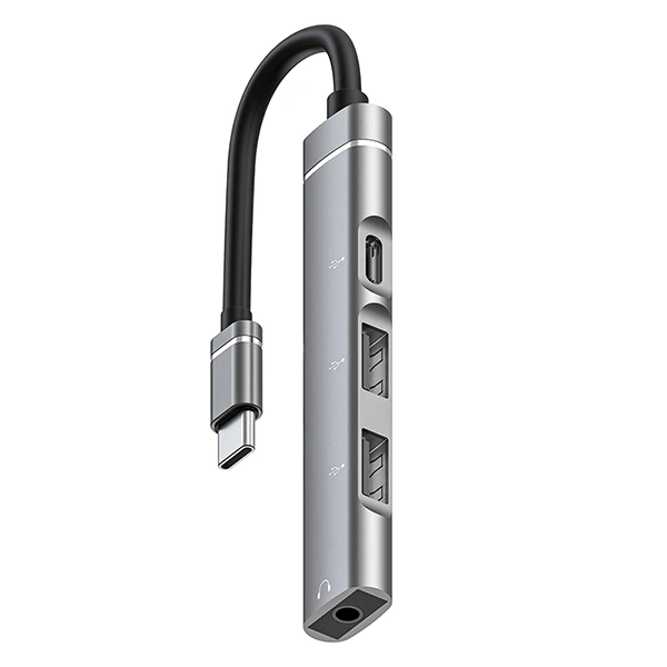 ALLY 4in1 Type-C+3.5mm+USB Girişli Çoğaltıcı Adaptör Çevirici Hub-(1903)