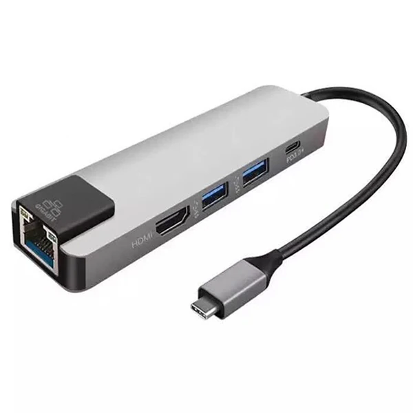ALLY 5İN1  USB 3.1 Type C To HDMI 2xusb 3.0 RJ45 Ethernet Dönüştürücü Adaptör-(1903)