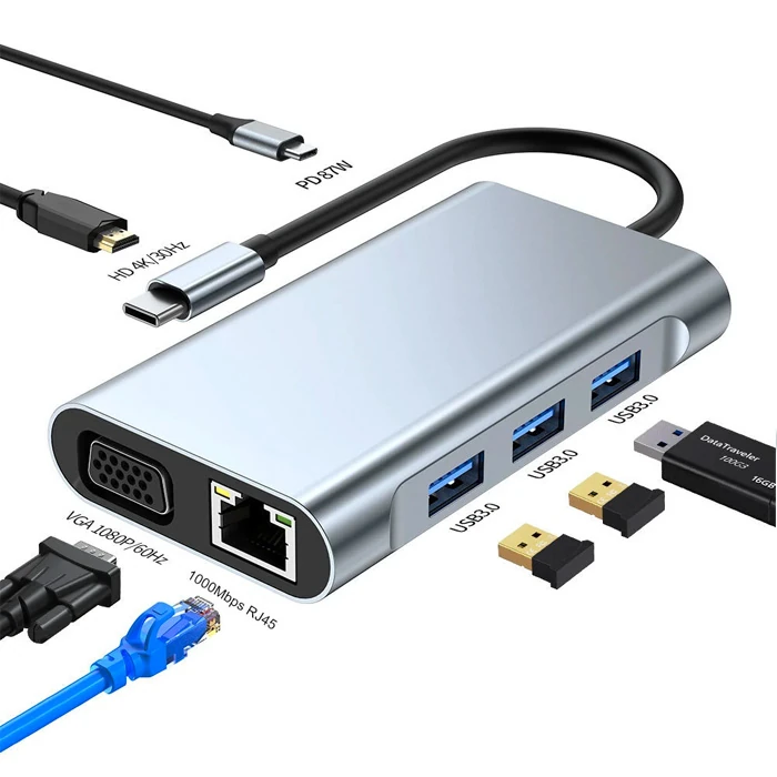 ALLY 7in1 USB 3.0 + HDMI + RJ45 + Type-C HUB Adaptör Çevirici Dock Station-(1903)