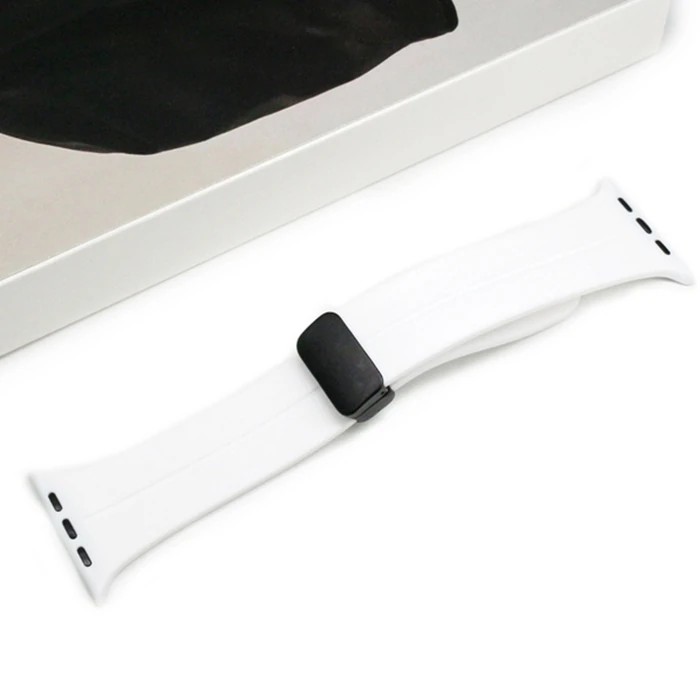 Ally Apple Watch 7-8 41mm 6-5-4 40mm Manyetik Uçlu Silikon Kayış Kordon 3-2-1 38mm-(1903)