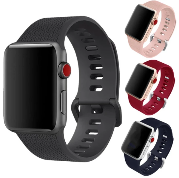 Ally Apple Watch 7-8 41mm 6-5-4 40mm Sport Soft Silikon Kayış Watchbelt 3-2-1 38mm-(1903)