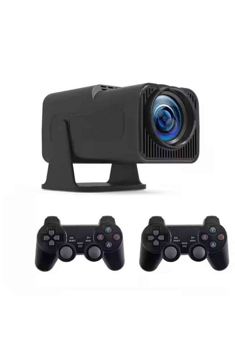 Android Projeksiyon Siyah Taşınabilir Sinema Projektörü 4k 1080p Ev Sineması Bluetooth