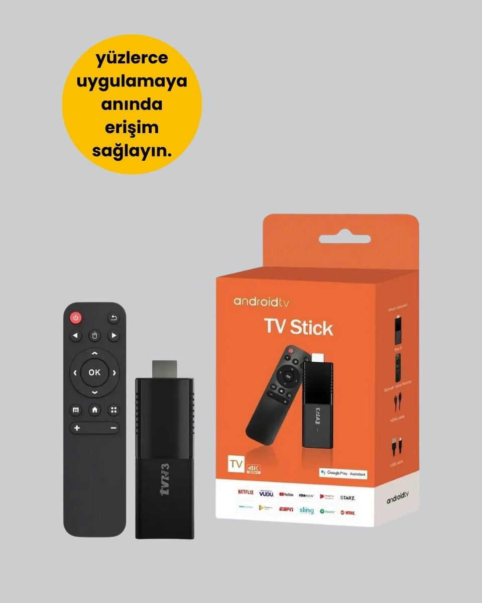 Android TV Stick 2GB RAM 16GB Depolama Kapasiteli