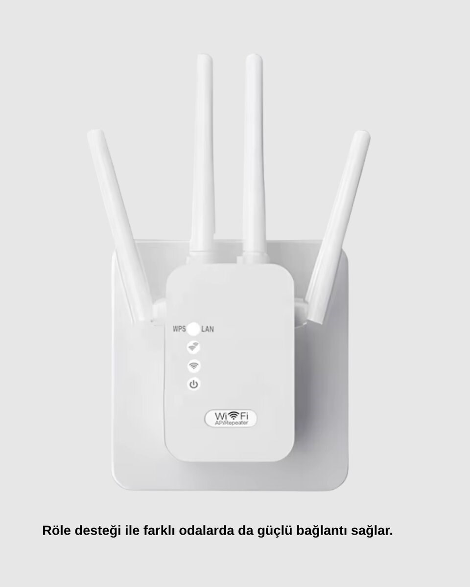 Antenli WiFi Repeater 300m2 Kapsama Alanı WPA3 Güvenlikli