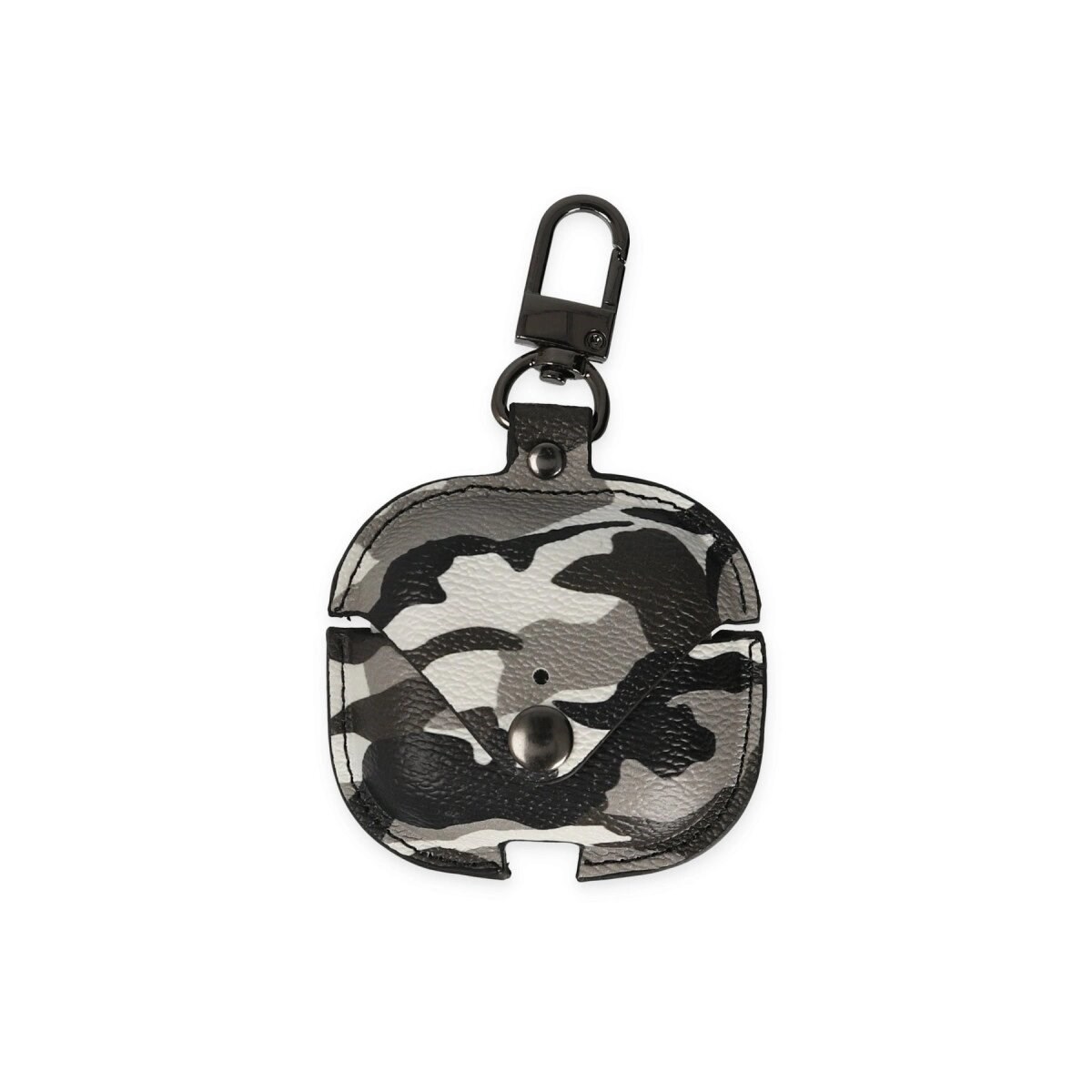 Apple Airpods Pro 2 (2.nesil) Çanta Kamuflaj Deri Kılıf - Gri