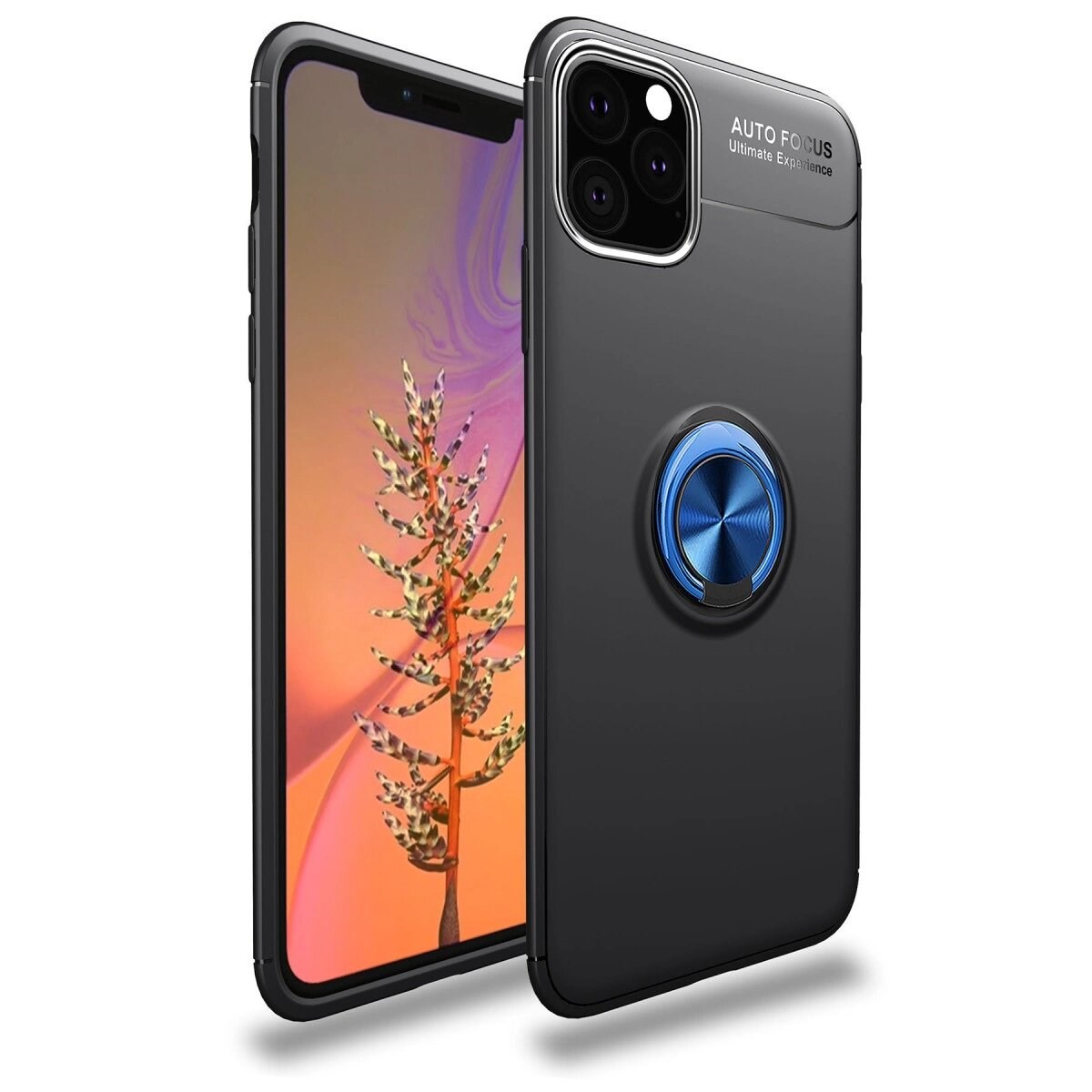 Apple İphone 11 Pro Max Kılıf Range Yüzüklü Silikon - Siyah-mavi
