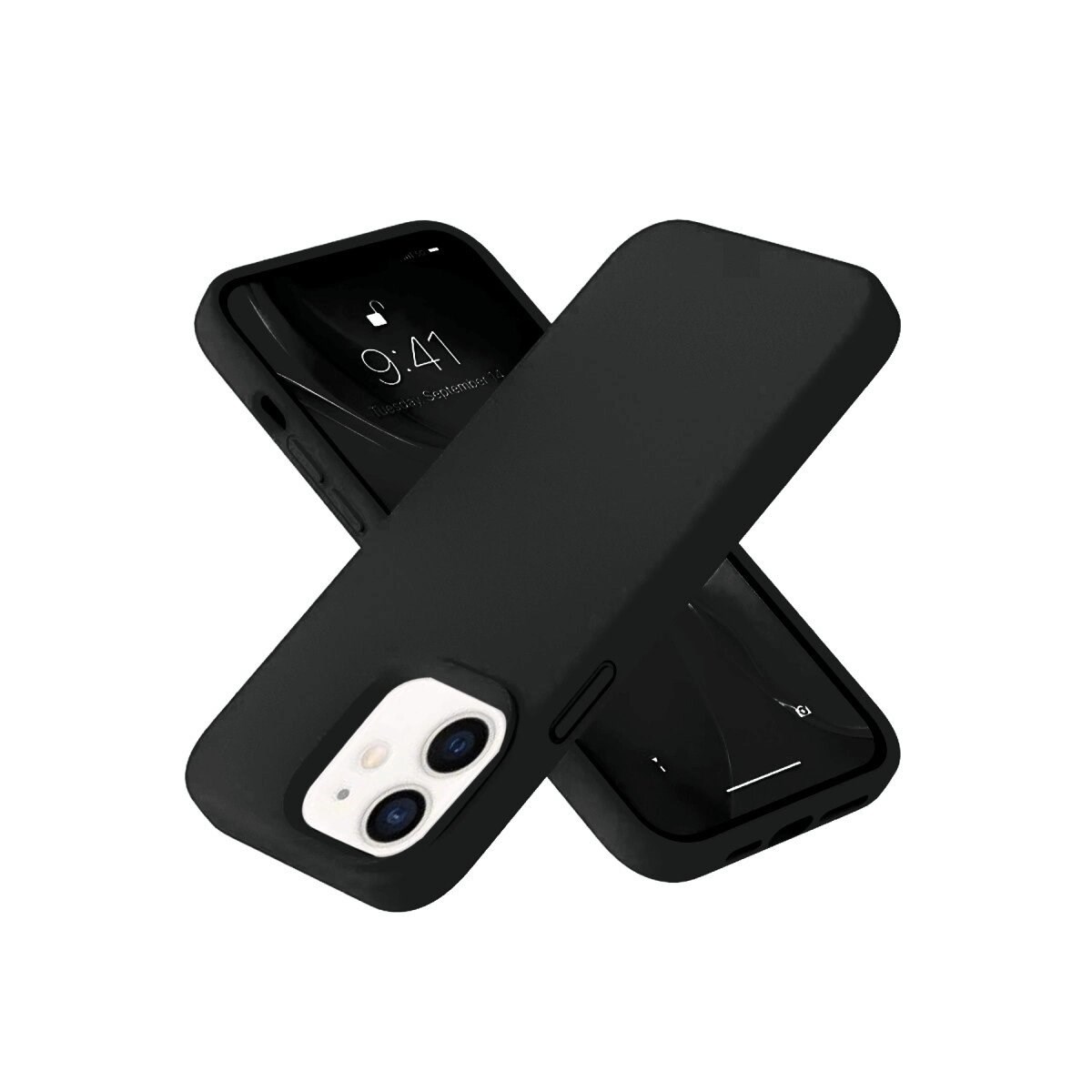 Apple İphone 12 Kılıf Nano İçi Kadife Silikon- Siyah