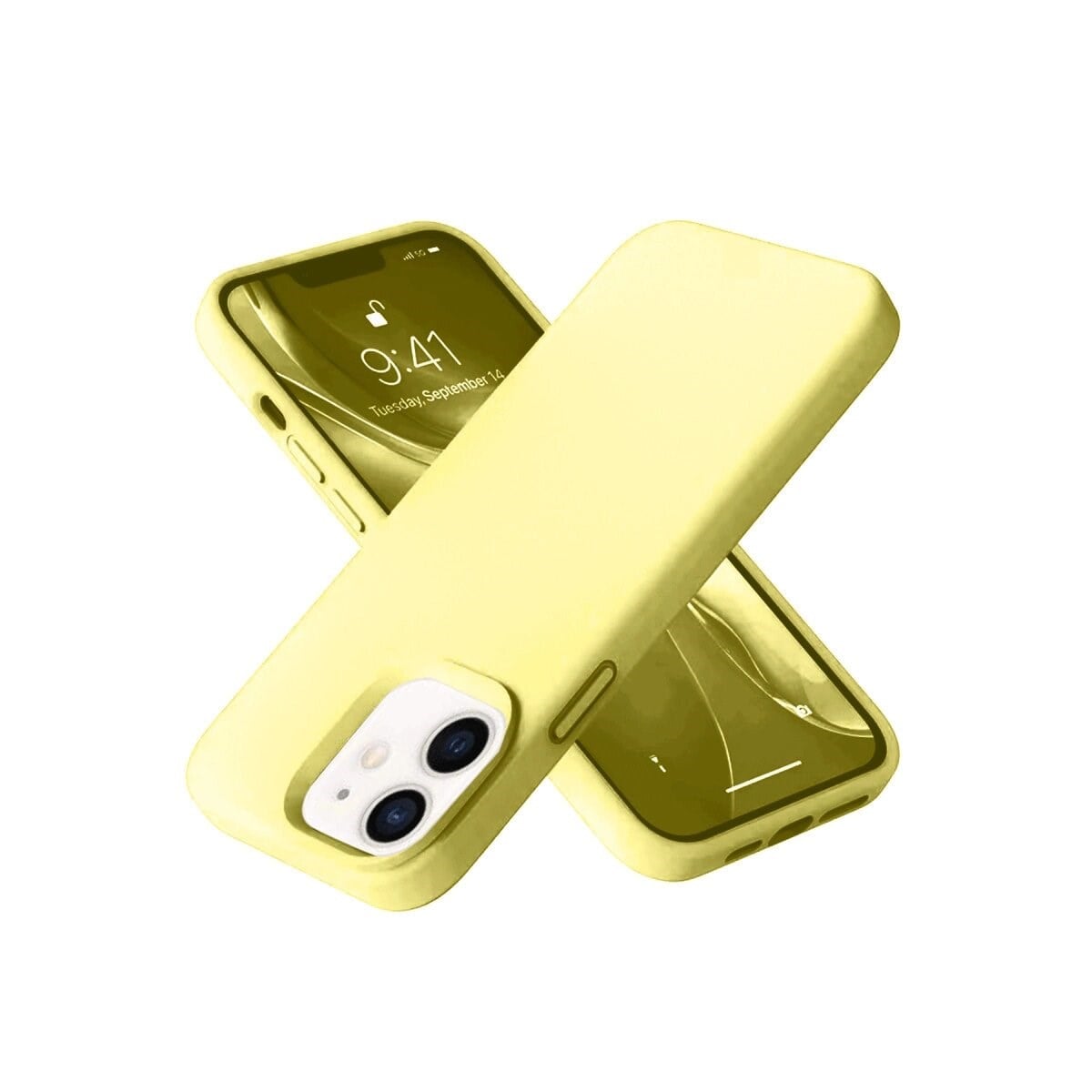 Apple İphone 12 Kılıf Nano İçi Kadife Silikon- Sarı