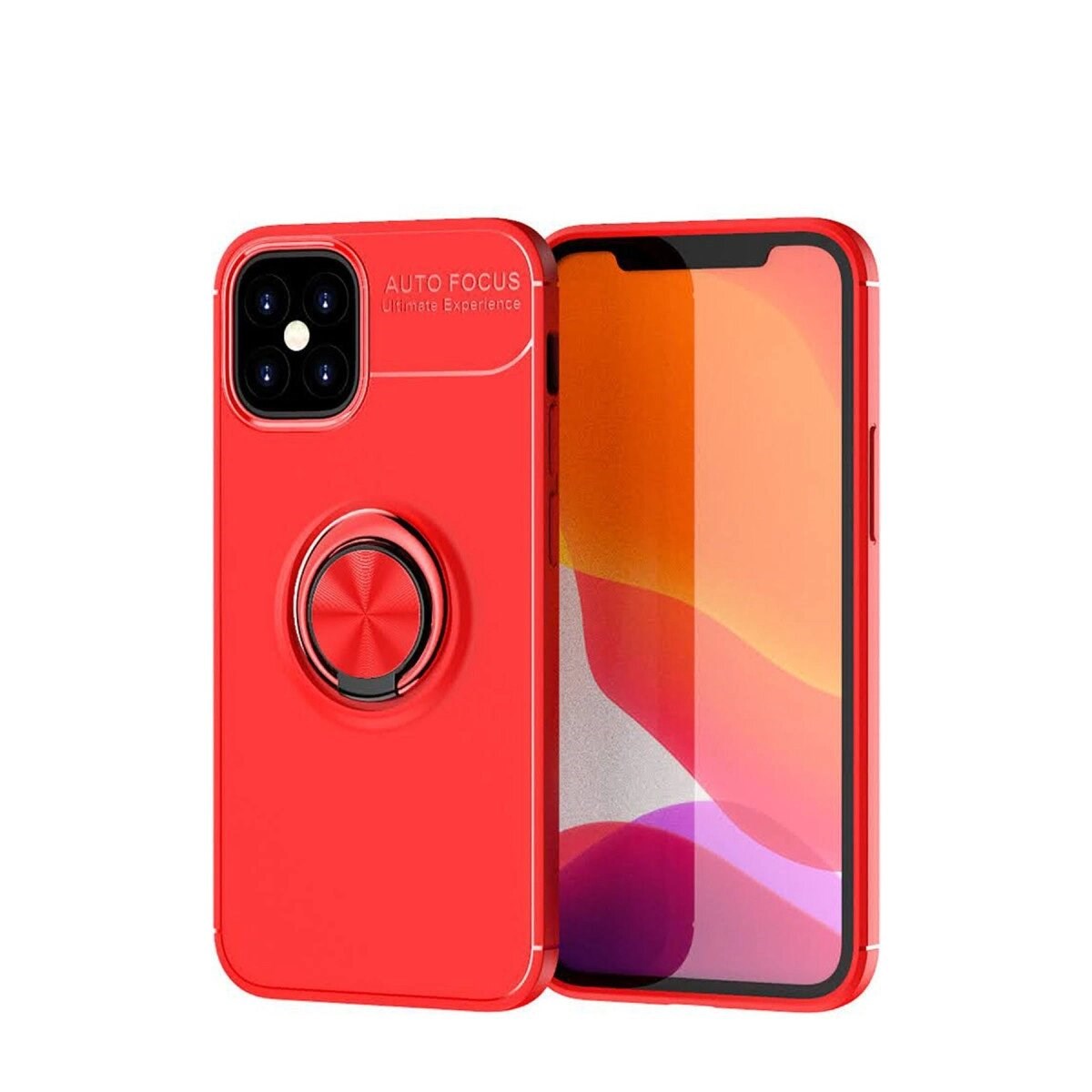 Apple İphone 12 Mini Kılıf Range Yüzüklü Silikon - Kırmızı