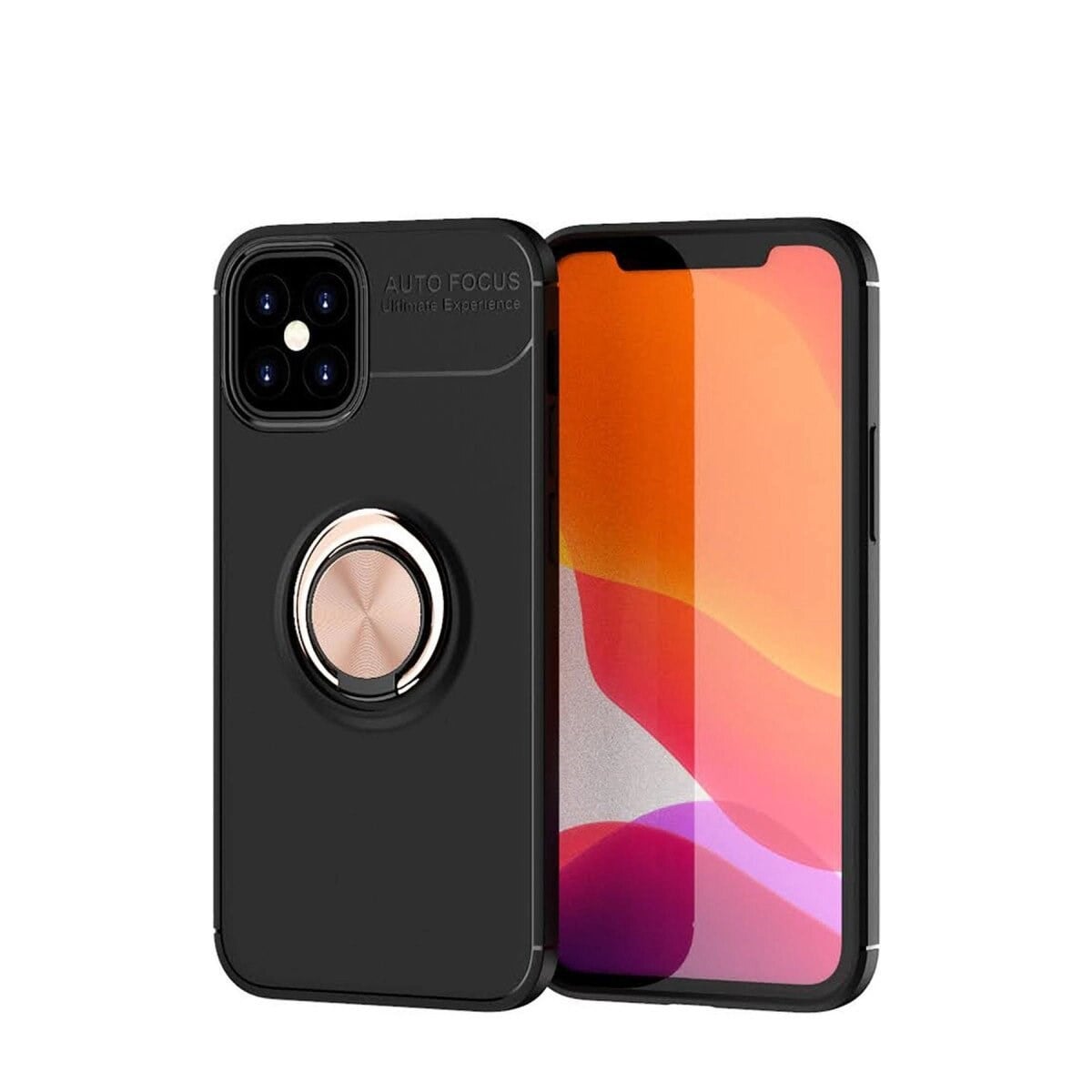 Apple İphone 12 Mini Kılıf Range Yüzüklü Silikon - Siyah-gold