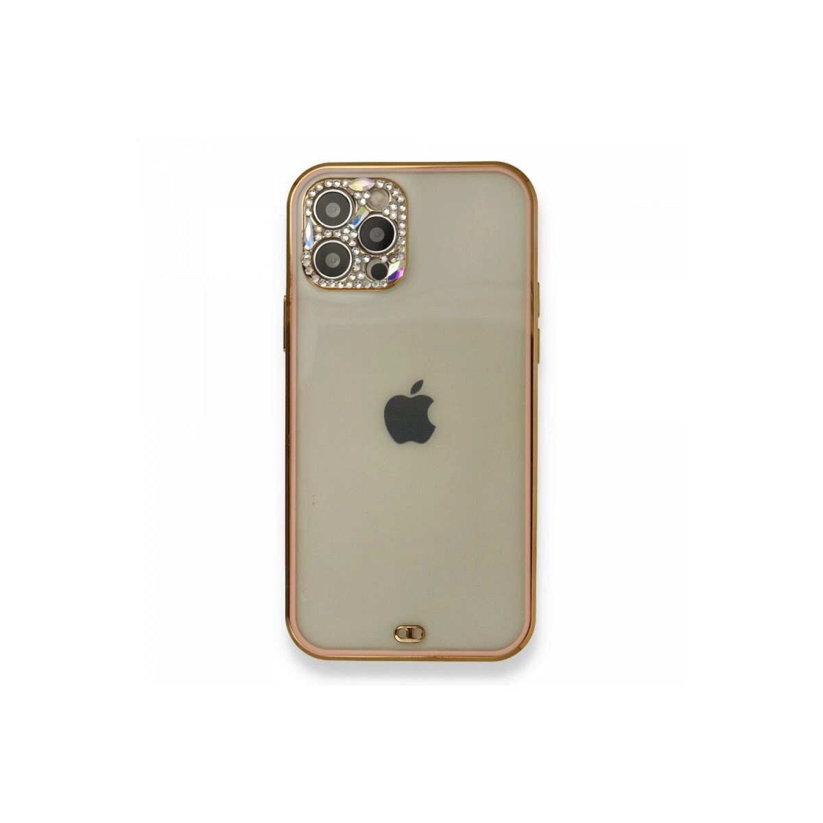 Apple İphone 12 Pro Kılıf Liva Taşlı Silikon - Pembe
