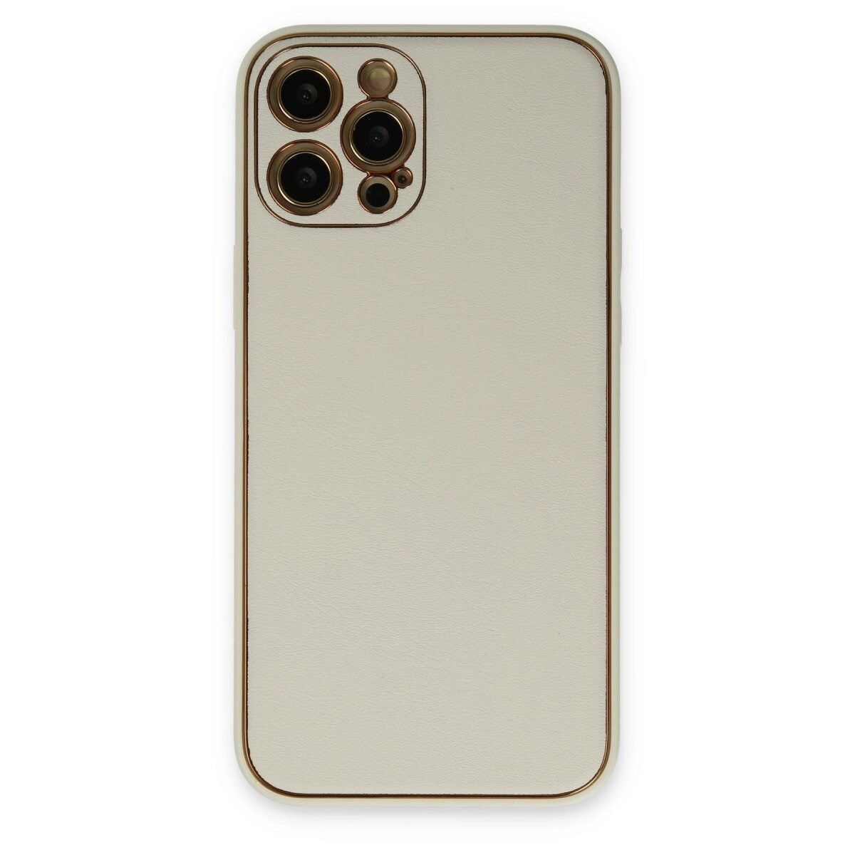 Apple İphone 12 Pro Max Kılıf Coco Deri Silikon Kapak - Beyaz