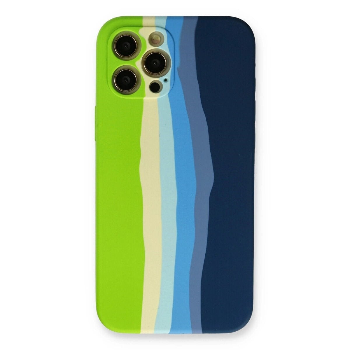 Apple İphone 12 Pro Max Kılıf Ebruli Lansman Silikon - Yeşil-koyu Yeşil