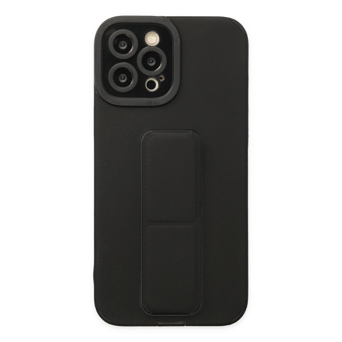 Apple İphone 12 Pro Max Kılıf Mega Standlı Silikon - Siyah