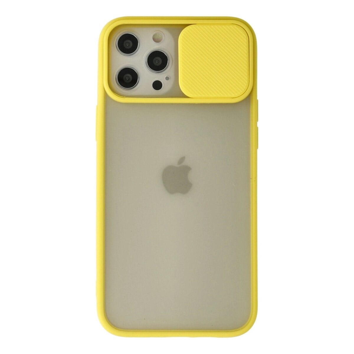 Apple İphone 12 Pro Max Kılıf Palm Buzlu Kamera Sürgülü Silikon - Sarı