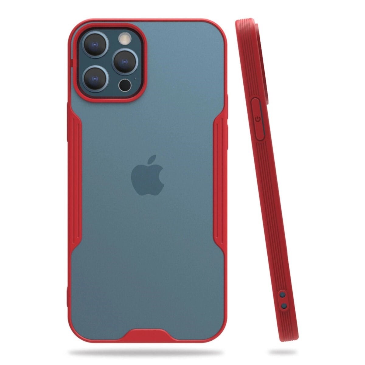 Apple İphone 12 Pro Max Kılıf Platin Silikon - Kırmızı