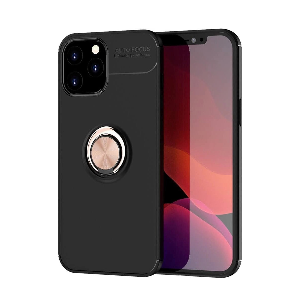 Apple İphone 12 Pro Max Kılıf Range Yüzüklü Silikon - Siyah-gold