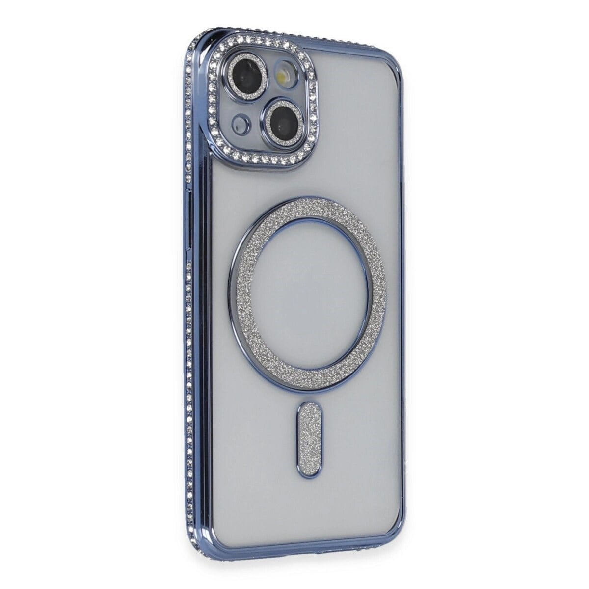 Apple İphone 13 Kılıf Joke Simli Magneticsafe Kılıf - Mavi