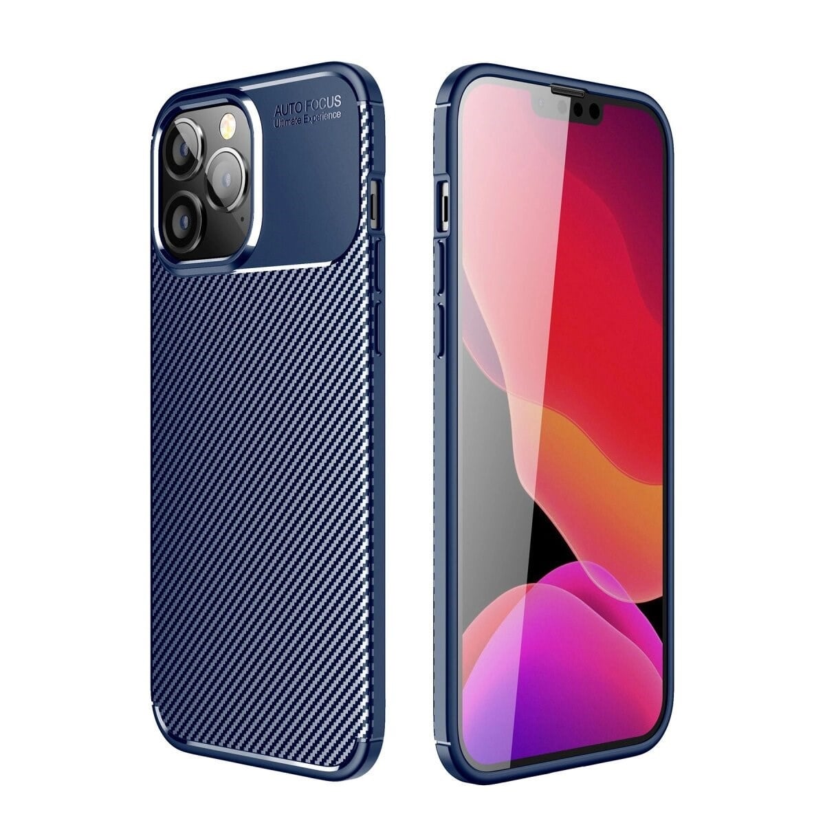 Apple İphone 14 Pro Kılıf Auto Focus Karbon Kapak - Lacivert