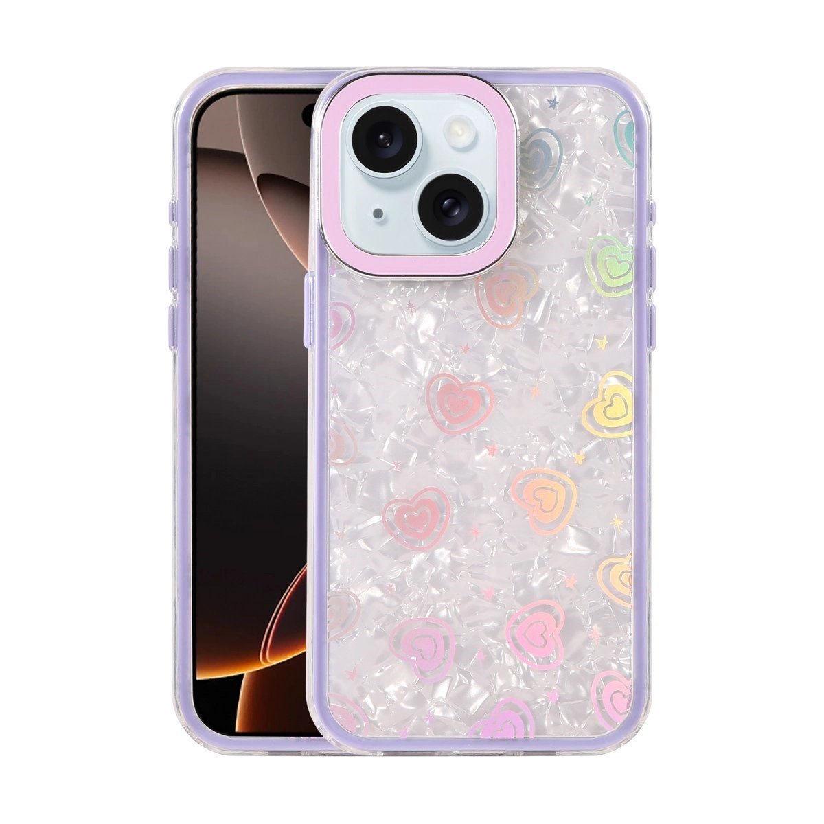 Apple İphone 15 Lumi Desenli Kapak - Mor