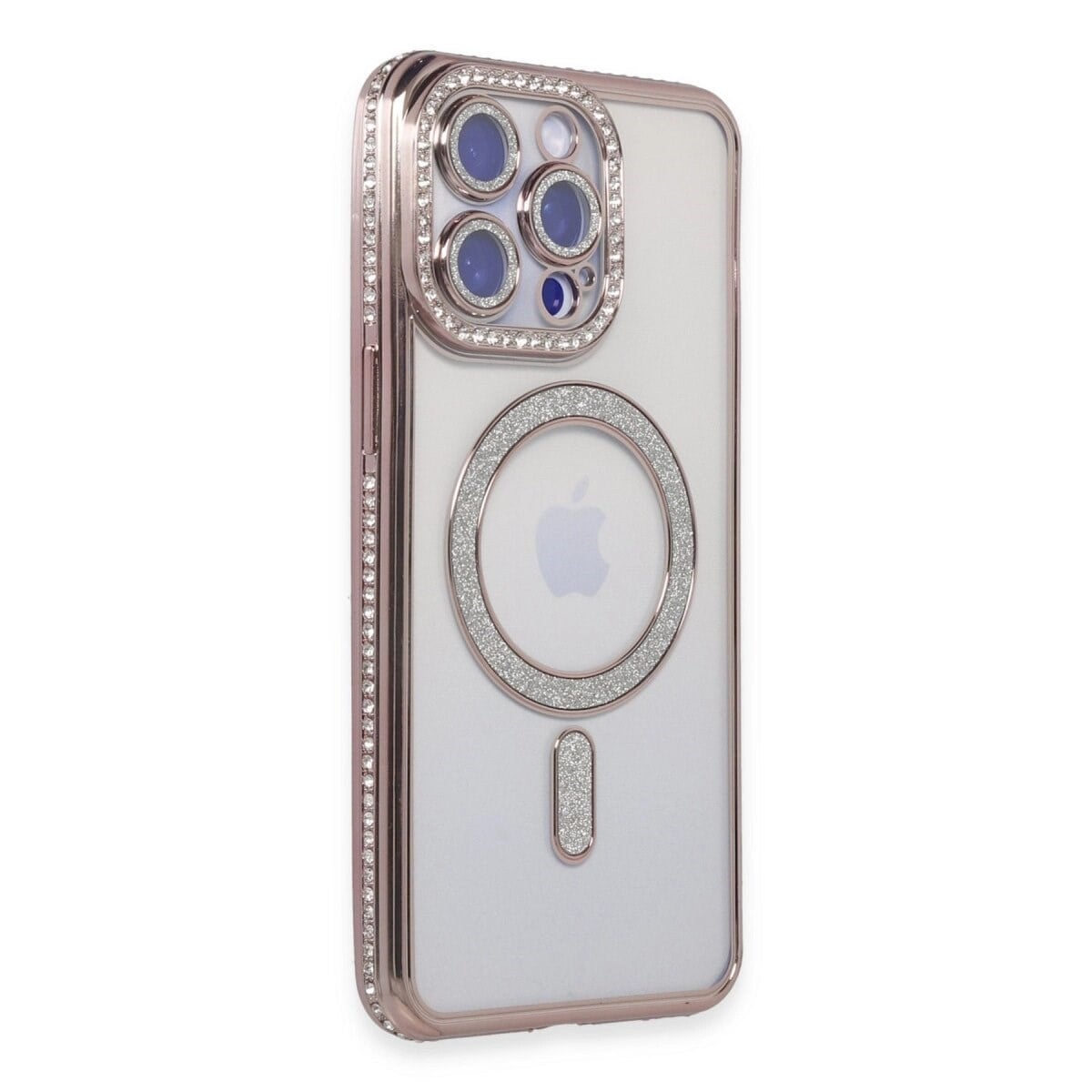 Apple İphone 15 Pro Kılıf Joke Simli Magneticsafe Kılıf - Pembe