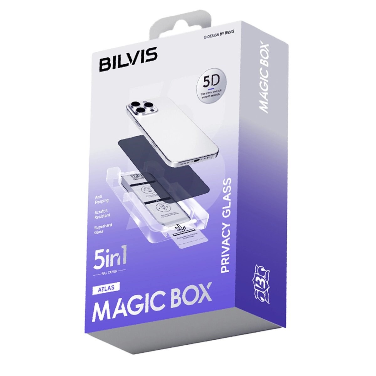 Apple İphone 15 Pro Max Bilvis 5in1 5d Magic Hayalet Cam Ekran Koruyucu - Siyah