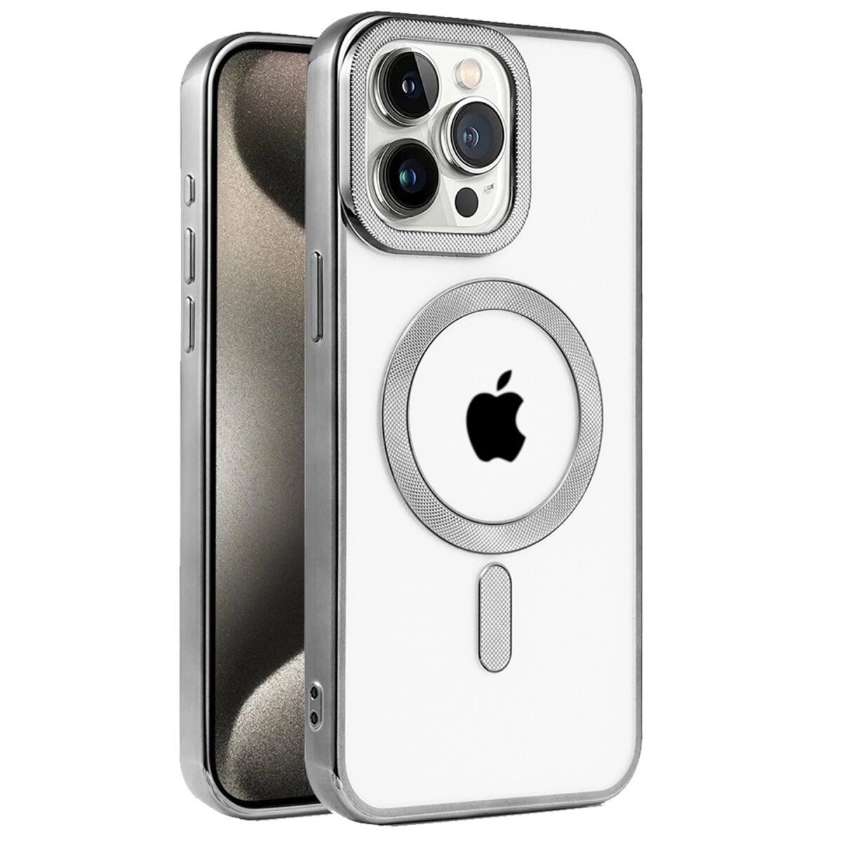 Apple İphone 15 Pro Max Kılıf Kronos Magsafe Kapak - Titanyum Gri