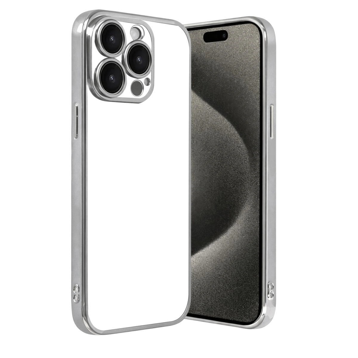 Apple İphone 15 Pro Max Razer Lensli Silikon - Gümüş