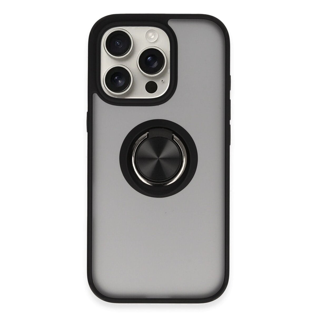 Apple İphone 16 Pro Kılıf Montreal Yüzüklü Silikon Kapak - Siyah