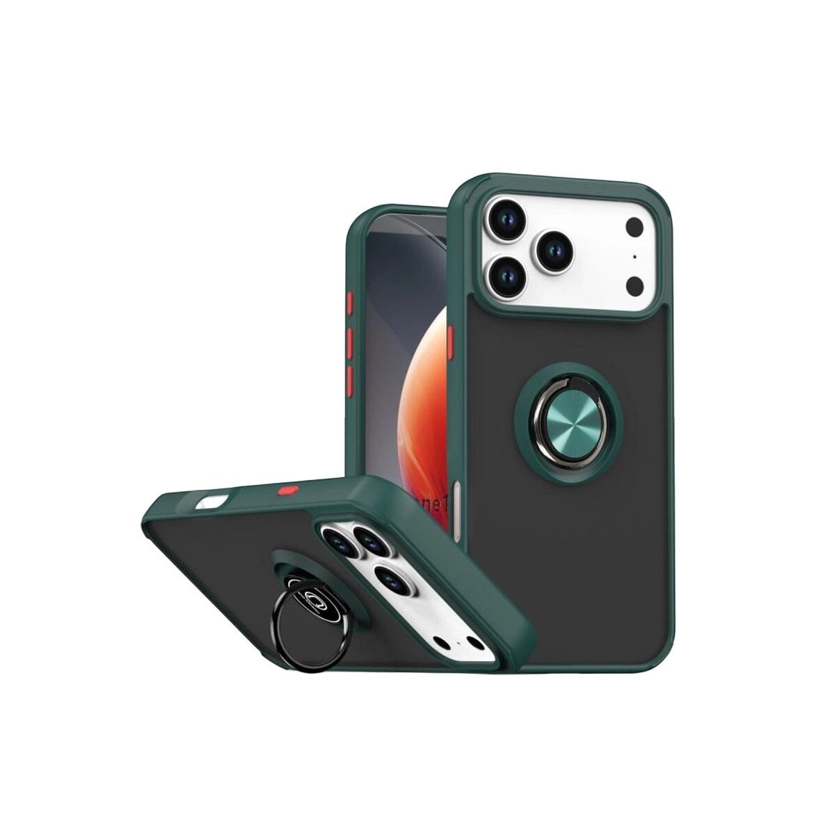 Apple İphone 17 Pro Montreal Yüzüklü Silikon Kapak - Yeşil