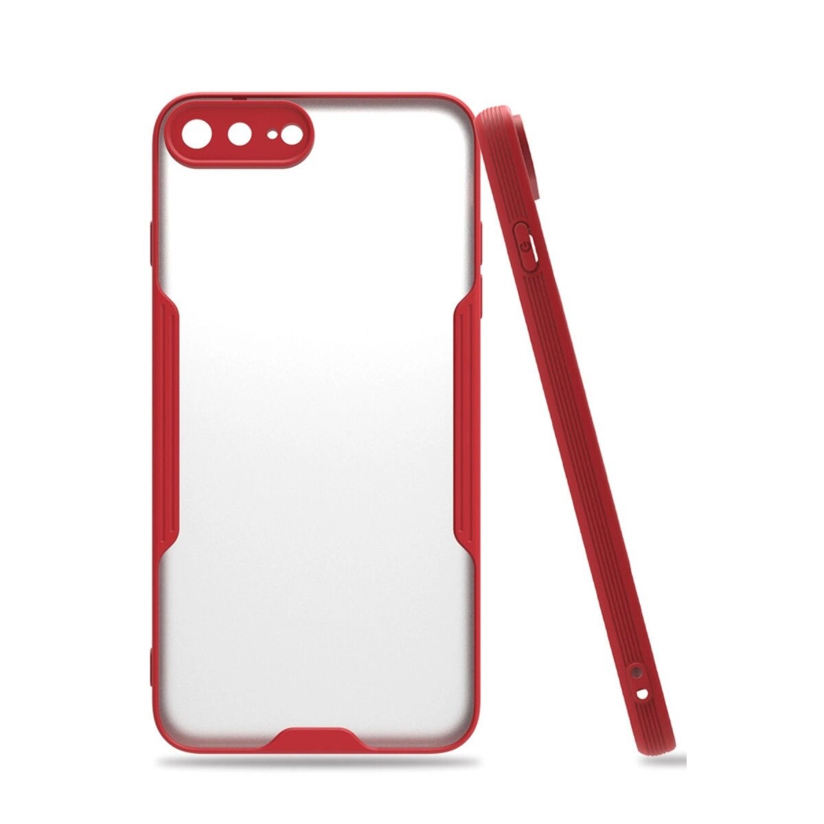Apple İphone 7 Plus Kılıf Platin Silikon - Kırmızı