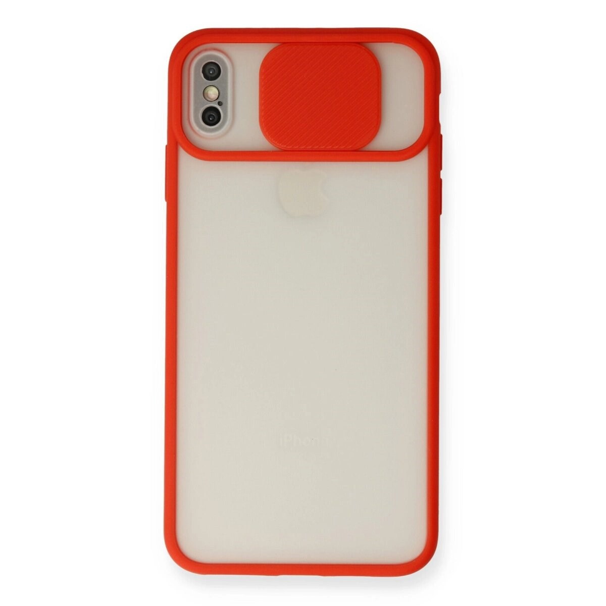 Apple İphone X Kılıf Palm Buzlu Kamera Sürgülü Silikon - Kırmızı