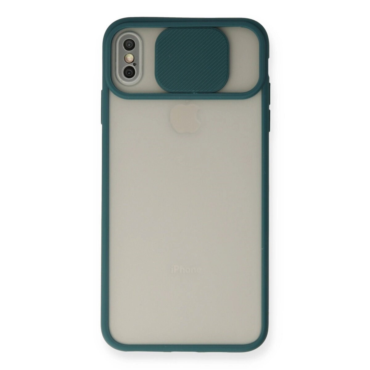 Apple İphone X Kılıf Palm Buzlu Kamera Sürgülü Silikon - Yeşil