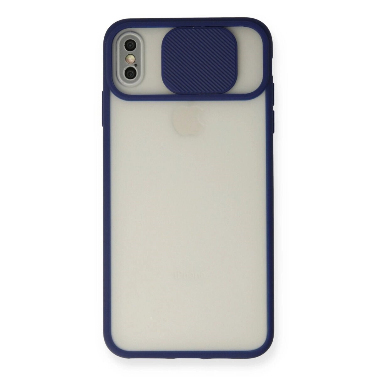 Apple İphone X Kılıf Palm Buzlu Kamera Sürgülü Silikon - Lacivert