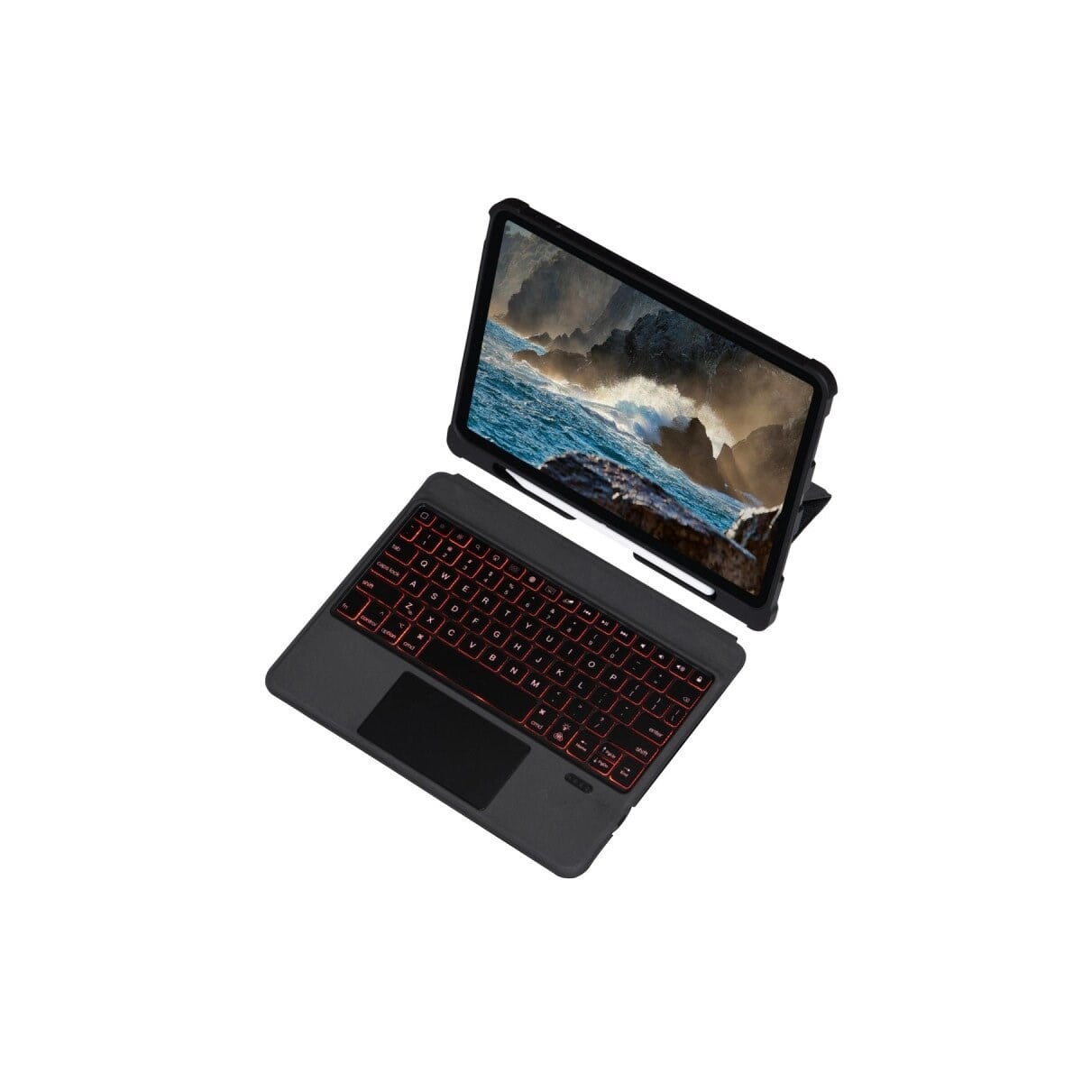 Apple T5209d İpad Pro 12.9 (2021) Kılıf İnter Ledli Klavyeli Tablet Kılıfı - Siyah
