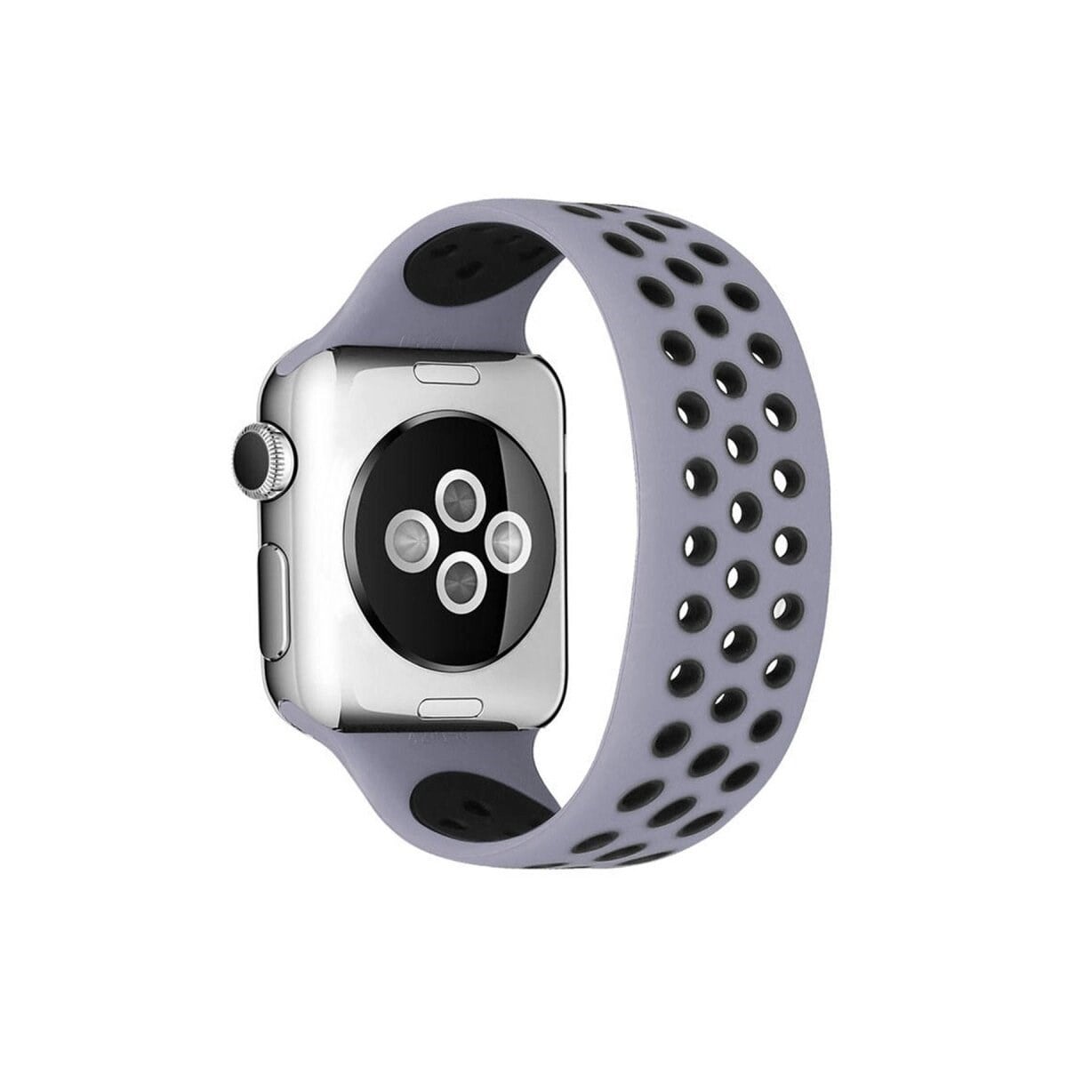 Apple Watch 38mm Ayarlı Delikli Silikon Kordon (saat Değildir) - Gri-siyah