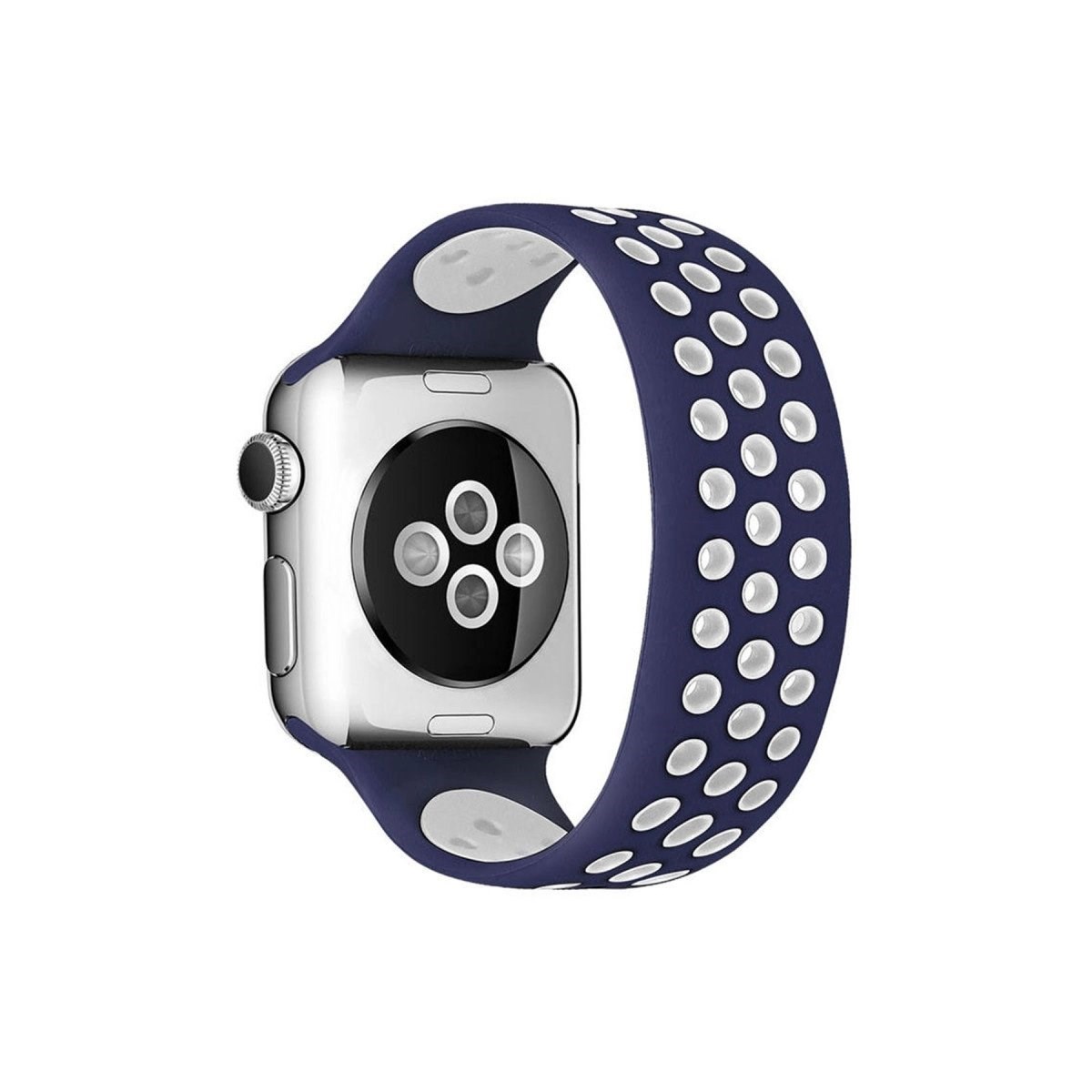 Apple Watch 38mm Ayarlı Delikli Silikon Kordon - Lacivert-beyaz