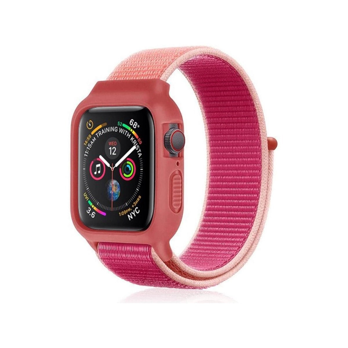 Apple Watch 38mm Hasırlı Cırtcırtlı Kasalı Kordon - Mor