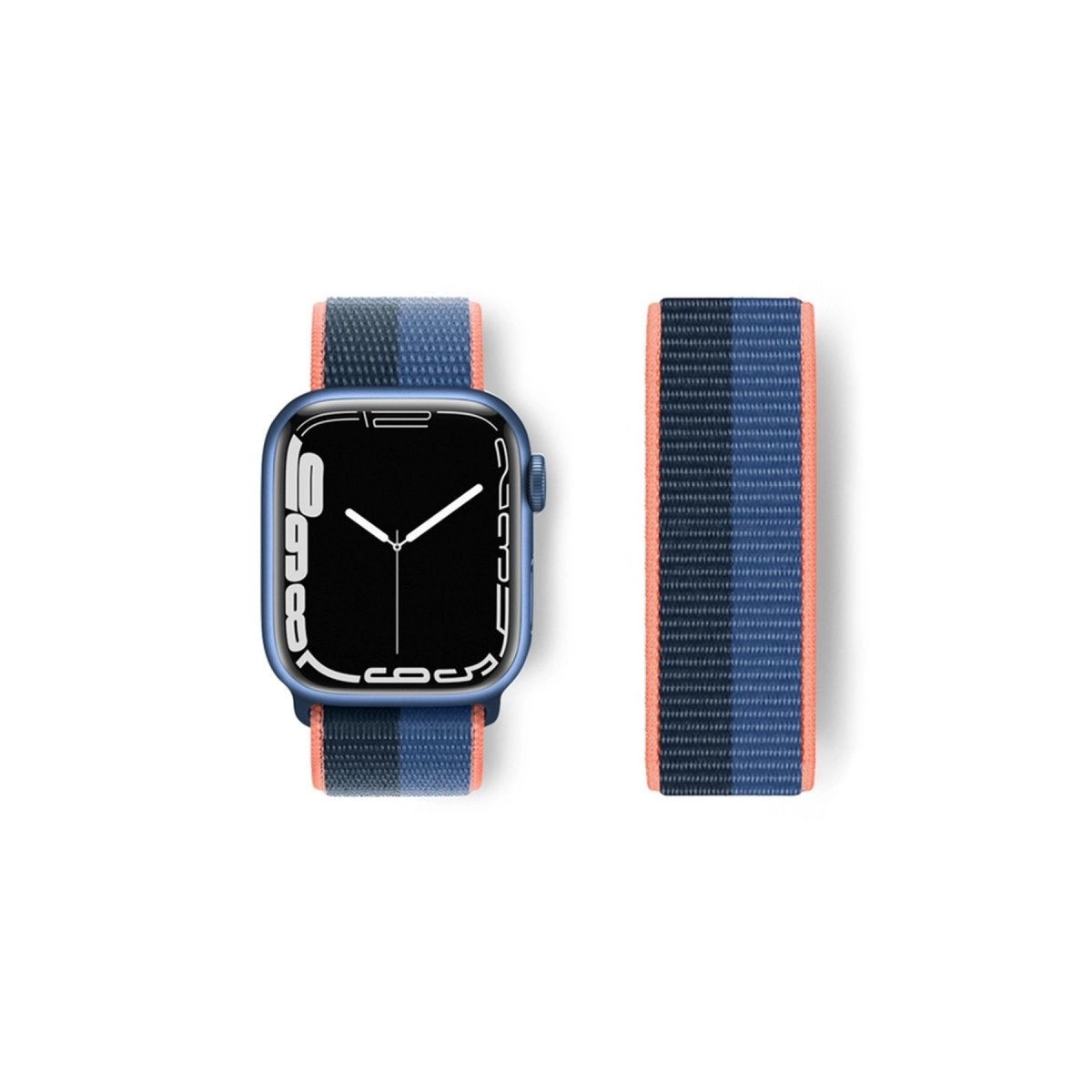 Apple Watch 38mm Hasırlı Cırtcırtlı Kordon - Siyah-mavi