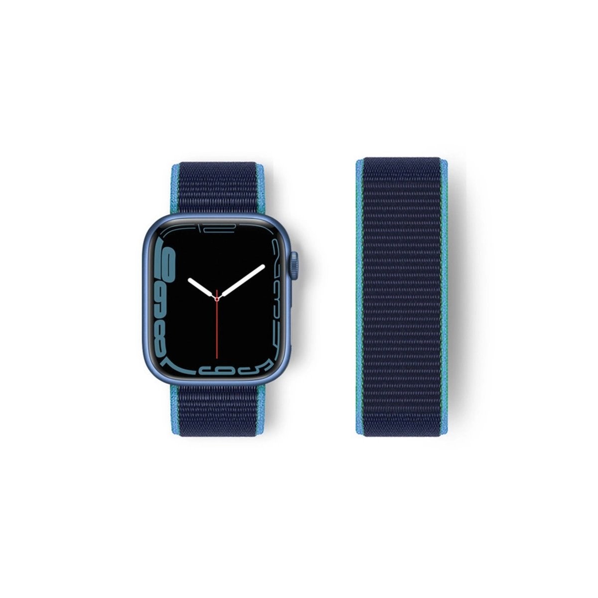 Apple Watch 38mm Hasırlı Cırtcırtlı Kordon - Mavi-lacivert