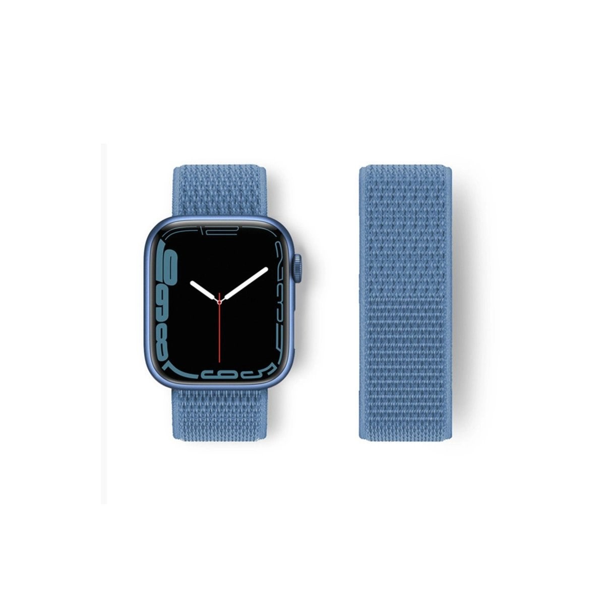Apple Watch 38mm Hasırlı Cırtcırtlı Kordon - Mavi