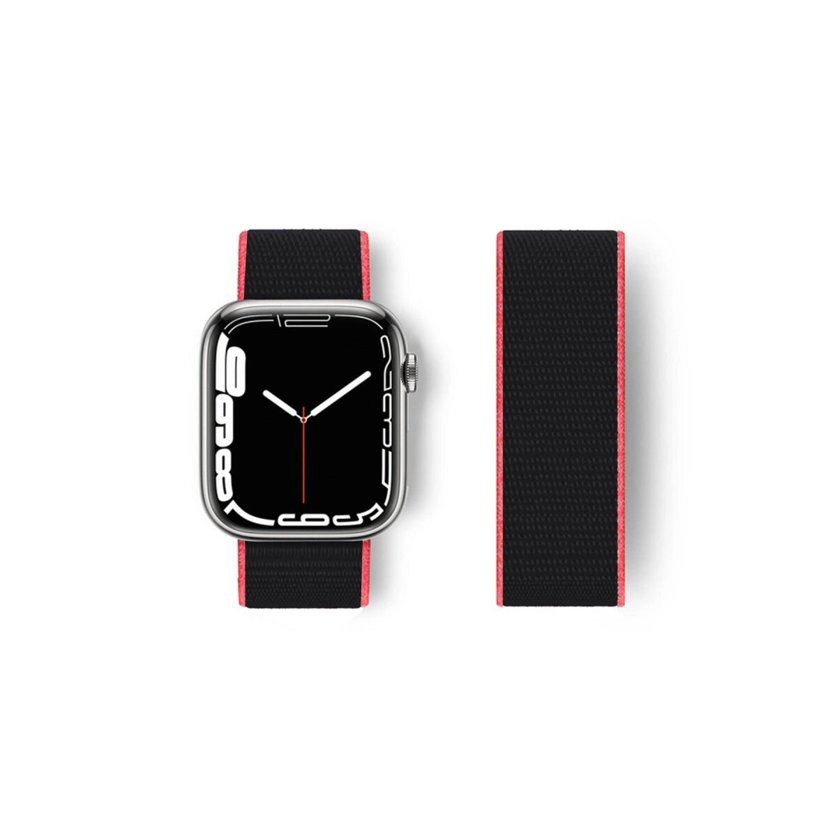 Apple Watch 38mm Hasırlı Cırtcırtlı Kordon (saat Değildir) - Pembe-siyah
