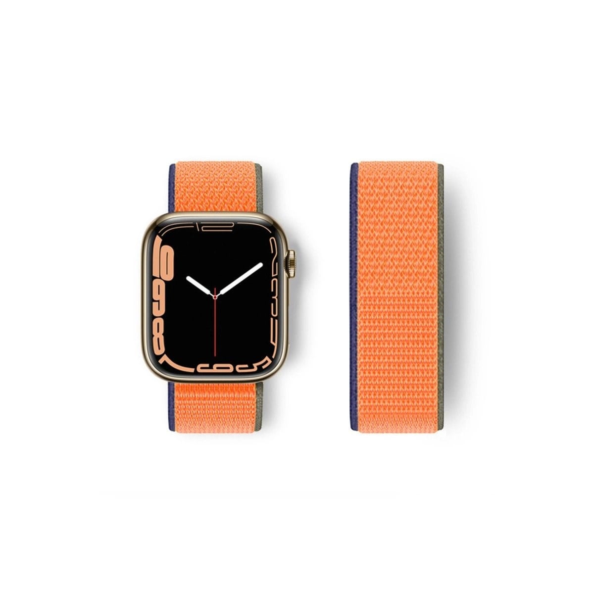 Apple Watch 38mm Hasırlı Cırtcırtlı Kordon - Lacivert-turuncu