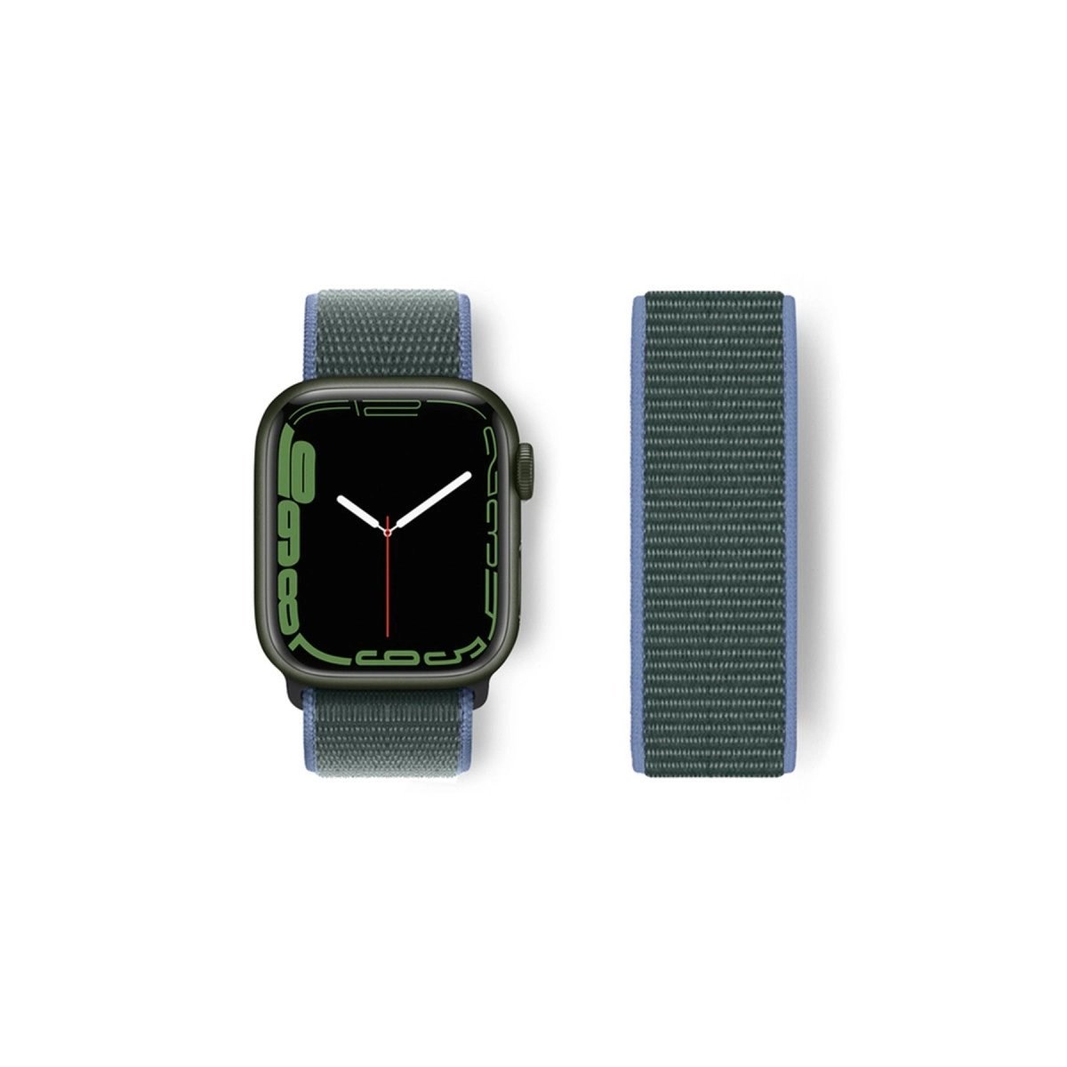 Apple Watch 38mm Hasırlı Cırtcırtlı Kordon - Mavi-yeşil